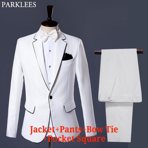 men's suits & blazers (jackets+ pants) mens wedding grooms classic white tuxedo dress suit men formal gentleman stage singer host costu, White;black
men's suits & blazers (jackets+ pants) mens wedding grooms classic white tuxedo dress suit men formal gentleman stage singer host costu, White;black