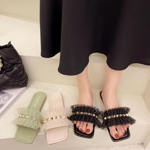 slippers 2021 summer flats luxury shoes rivets female casual green beach outdoor flip flops leather zapatillas mujer casa, Black
slippers 2021 summer flats luxury shoes rivets female casual green beach outdoor flip flops leather zapatillas mujer casa, Black