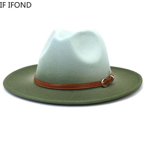 wide brim hats gradient color band belt jazz fedora casual formal women sombreros de mujer, Blue;gray
wide brim hats gradient color band belt jazz fedora casual formal women sombreros de mujer, Blue;gray
