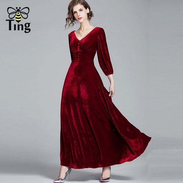 spring autumn high waist maxi velvet dress vintage v neck elegant long red party es a line plus size 210513, Black;gray
spring autumn high waist maxi velvet dress vintage v neck elegant long red party es a line plus size 210513, Black;gray