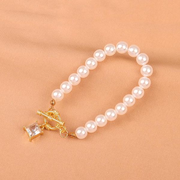 charm bracelets fashion pearl beaded bracelet gold plated ot buckle square crystal pendant women's birthday gift, Golden;silver
charm bracelets fashion pearl beaded bracelet gold plated ot buckle square crystal pendant women's birthday gift, Golden;silver