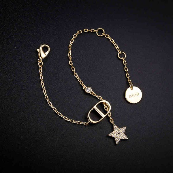70% off letter full diamond star tassel bracelet, Golden;silver