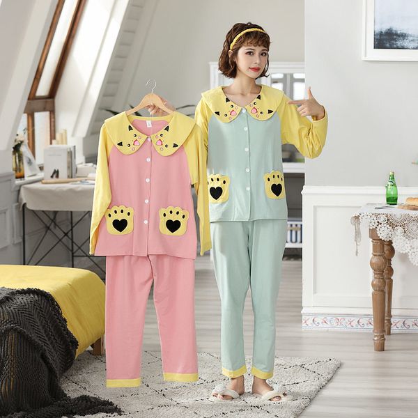 short set ladies spring pajamas and fall stocks of pure cotton long-sleeved korean handsome students tuesdays homewear ocasional sleepwear k, White;black
short set ladies spring pajamas and fall stocks of pure cotton long-sleeved korean handsome students tuesdays homewear ocasional sleepwear k, White;black