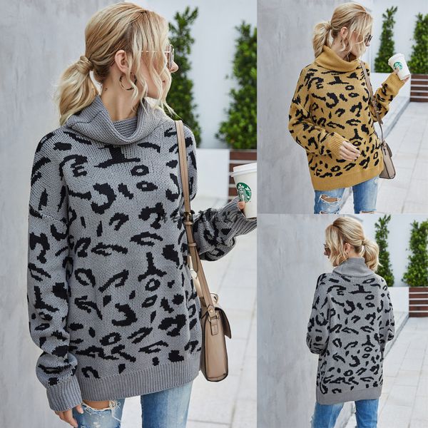 autumn and winter 2021 new casual split knitted leopard double lapel pullover women's sweater, White
autumn and winter 2021 new casual split knitted leopard double lapel pullover women's sweater, White