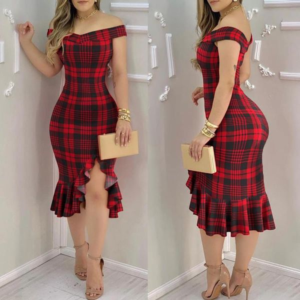 casual dresses women plaid off shoulder ruffle hem dress side slit v-neck sling midi elegant lady party slim hips bodycon yl, Black;gray
casual dresses women plaid off shoulder ruffle hem dress side slit v-neck sling midi elegant lady party slim hips bodycon yl, Black;gray