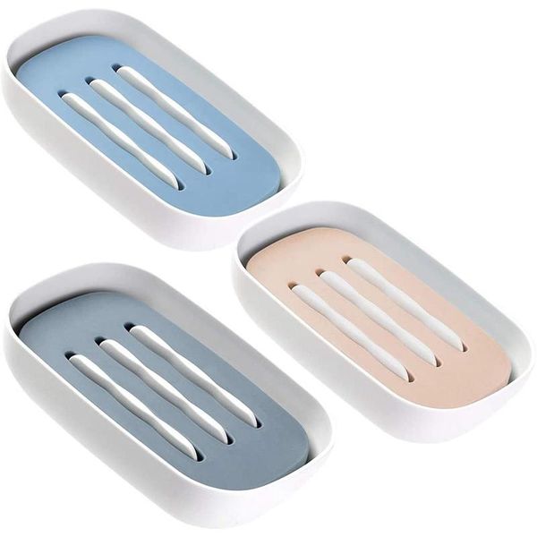 soap dishes, 3 pack holders with drain, double layer draining box for bathroom, kitchen and el dishes
soap dishes, 3 pack holders with drain, double layer draining box for bathroom, kitchen and el dishes