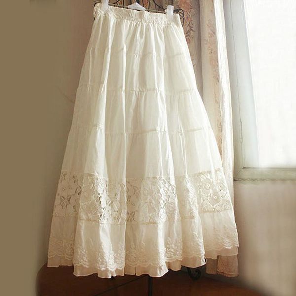 fashion spring and summer white cotton lace princess long maxi elastic waist a line skirts, Black
fashion spring and summer white cotton lace princess long maxi elastic waist a line skirts, Black