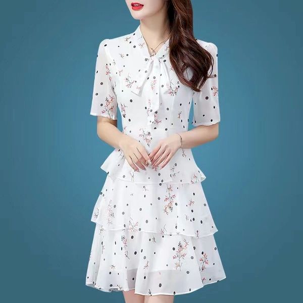 casual dresses women's dress summer dress wave dot floral cake skirt cover belly chiffon short-sleeved printed dresses women vinta, Black;gray
casual dresses women's dress summer dress wave dot floral cake skirt cover belly chiffon short-sleeved printed dresses women vinta, Black;gray