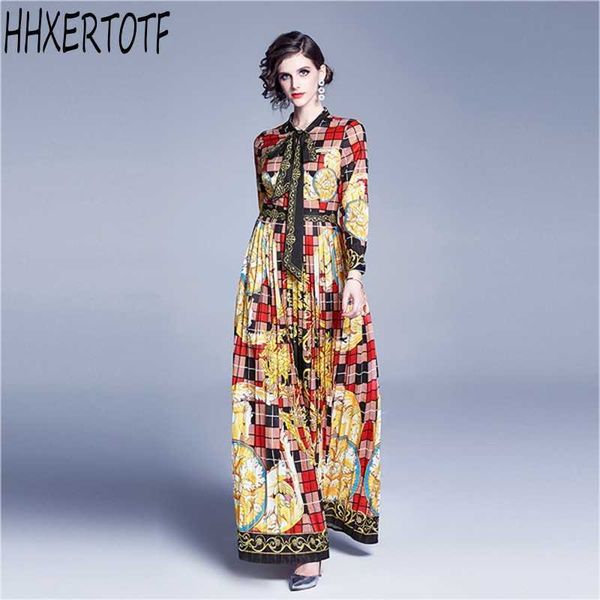 fashion female runway floral plaid printed maxi dress long sleeve bow collar pleated 210531, Black;gray
fashion female runway floral plaid printed maxi dress long sleeve bow collar pleated 210531, Black;gray