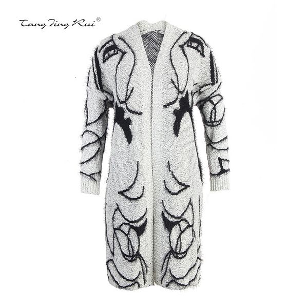 fashion sweater 2021 autumn winter straight tube loose knit cardigan medium length women's coat jr1107, White;black
fashion sweater 2021 autumn winter straight tube loose knit cardigan medium length women's coat jr1107, White;black