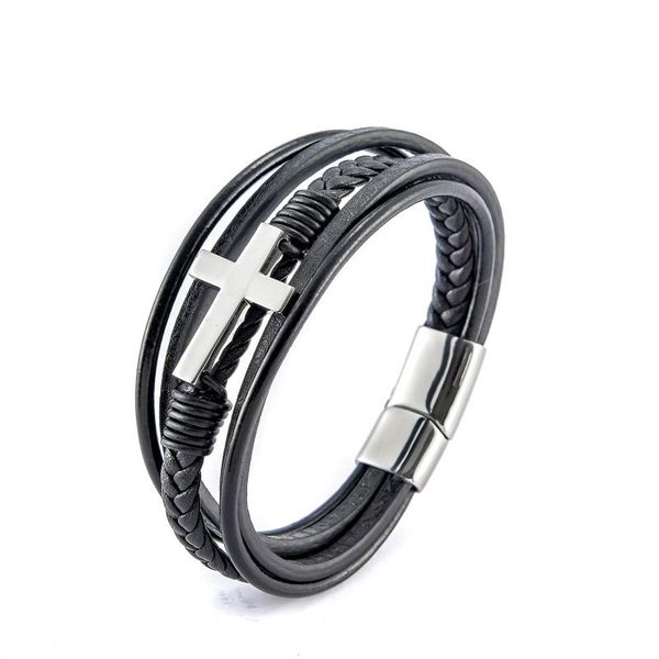 tennis amorcome punk men women cross charm magnetic clasp bracelet multi-layer stainless steel braided leather bracelets bangle jewelry, Golden;silver
tennis amorcome punk men women cross charm magnetic clasp bracelet multi-layer stainless steel braided leather bracelets bangle jewelry, Golden;silver