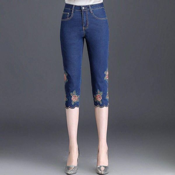 summer women's stretch jeans embroidered capris spring high waist slim skinny woman embroidery casual calf length pants, Blue
summer women's stretch jeans embroidered capris spring high waist slim skinny woman embroidery casual calf length pants, Blue