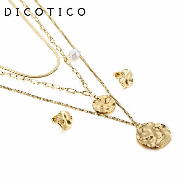 earrings & necklace 3 layers chain jewelry sets for women imitation pearl beads stainless steel necklaces femme choker accessory 2021, Silver
earrings & necklace 3 layers chain jewelry sets for women imitation pearl beads stainless steel necklaces femme choker accessory 2021, Silver