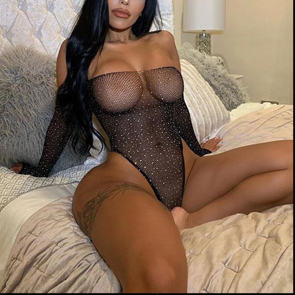 glitter rhinestones slash neck womens rompers bodysuit fishing net mesh transparent full sleeve backless slim club party, Black;white
glitter rhinestones slash neck womens rompers bodysuit fishing net mesh transparent full sleeve backless slim club party, Black;white