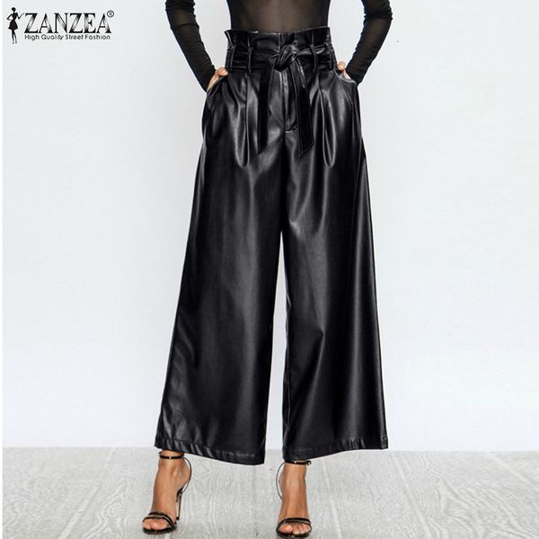 capris women's wide leg pants 2021 stylish pu leather trousers ruflle high waist pantalon palazzo female solid turnip oversized, Black;white
capris women's wide leg pants 2021 stylish pu leather trousers ruflle high waist pantalon palazzo female solid turnip oversized, Black;white