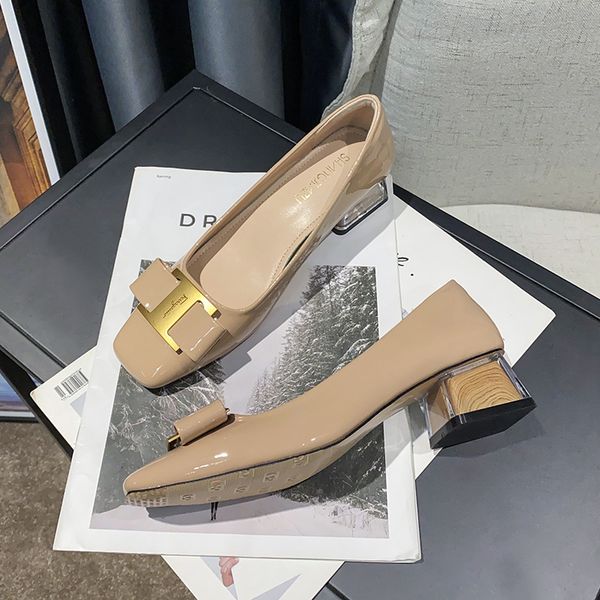 luxury dress shoes korean version shallow mouth metal buckle single sho women's comfortable thick high s gentle middle heel square head, Black
luxury dress shoes korean version shallow mouth metal buckle single sho women's comfortable thick high s gentle middle heel square head, Black