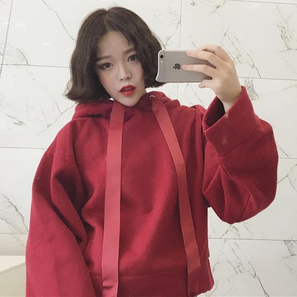 women's hoodies & sweatshirts sweatshirt femme 2021 korean harajuku bf solid drawstring loose short style hooded for women casual velve, Black
women's hoodies & sweatshirts sweatshirt femme 2021 korean harajuku bf solid drawstring loose short style hooded for women casual velve, Black