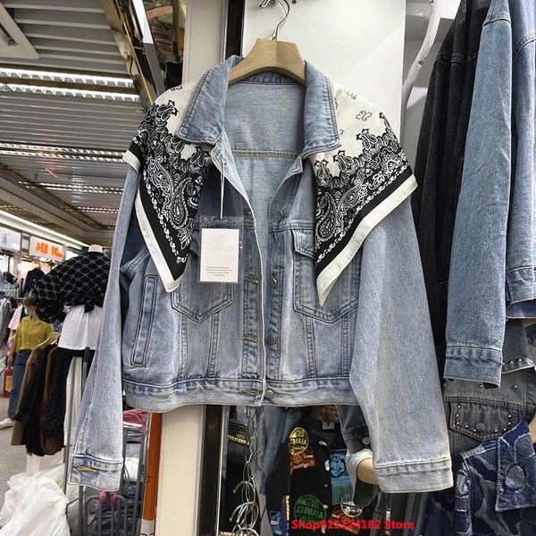 women's jackets 2021 spring and autumn fashion silk scarf denim jacket female personality korean loose wild trend, Black;brown
women's jackets 2021 spring and autumn fashion silk scarf denim jacket female personality korean loose wild trend, Black;brown