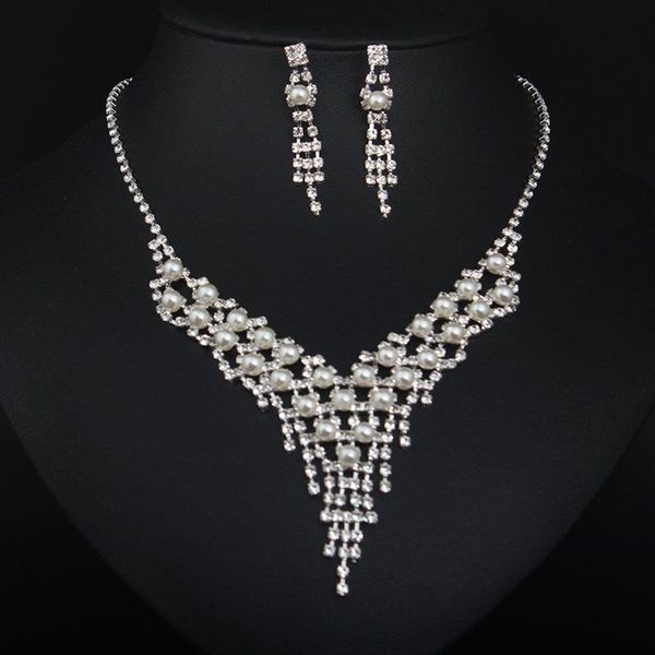 pendant necklaces necklace earrings set european and american fashion rhinestone tassel pearl ladies jewelry bride bridesmaid dress, Silver
pendant necklaces necklace earrings set european and american fashion rhinestone tassel pearl ladies jewelry bride bridesmaid dress, Silver