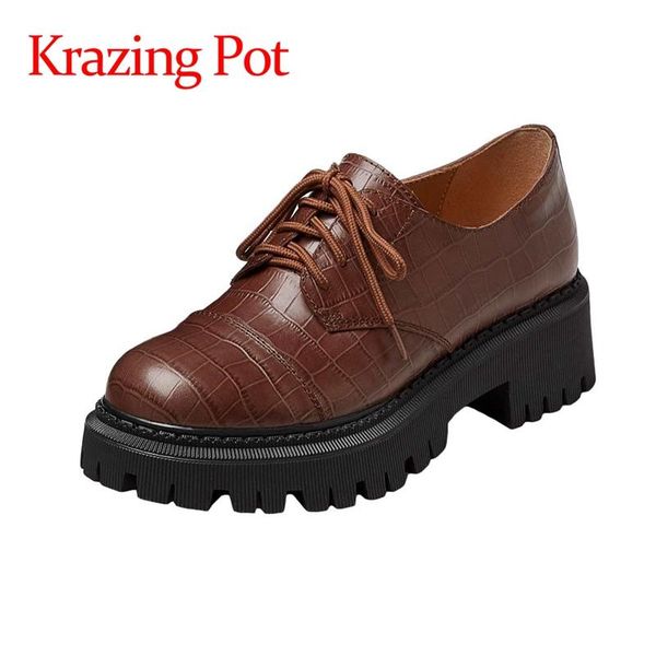 krazing pot genuine leather round toe med heels british school solid young lady simple style daily wear lace up women pumps l25 dress shoes, Black
krazing pot genuine leather round toe med heels british school solid young lady simple style daily wear lace up women pumps l25 dress shoes, Black