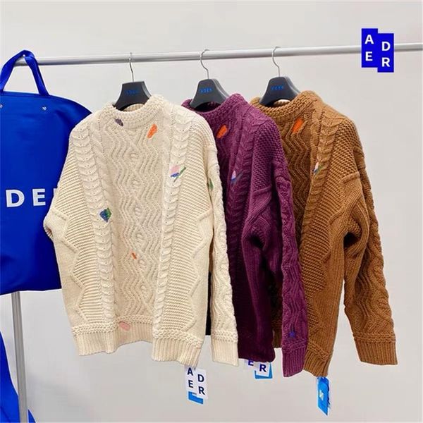 men's sweaters ader error autumn winter embroidery crew neck loose twist knit pullover sweater 1:1, White;black
men's sweaters ader error autumn winter embroidery crew neck loose twist knit pullover sweater 1:1, White;black