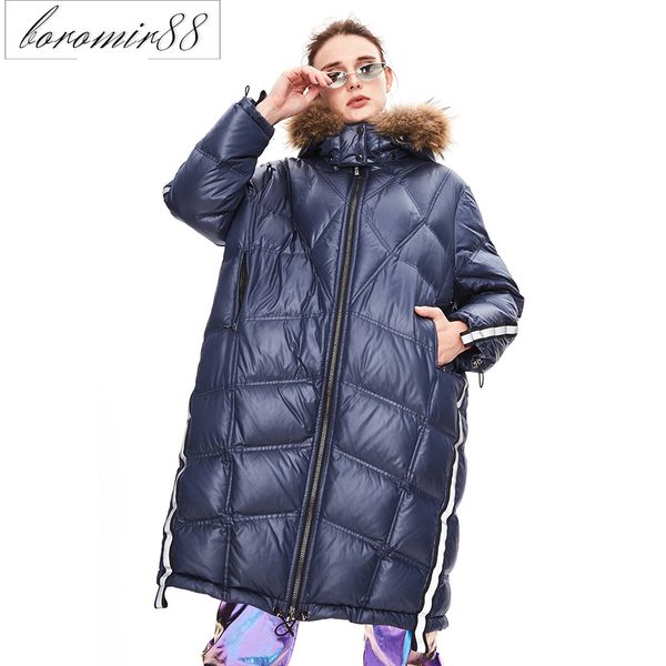 outwear parkas jiazehua 2021 womens winter women's fashion down jacket reflective strip hooded wool collar knee length silhouette, Black
outwear parkas jiazehua 2021 womens winter women's fashion down jacket reflective strip hooded wool collar knee length silhouette, Black