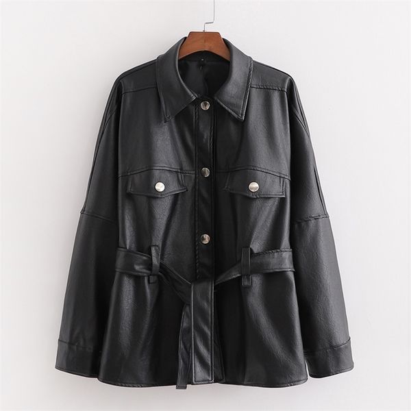 stylish 3 colors pockets pu leather jacket women fashion casual turn-down collar jackets elegant ladies tie belt waist coat 210531, Black
stylish 3 colors pockets pu leather jacket women fashion casual turn-down collar jackets elegant ladies tie belt waist coat 210531, Black
