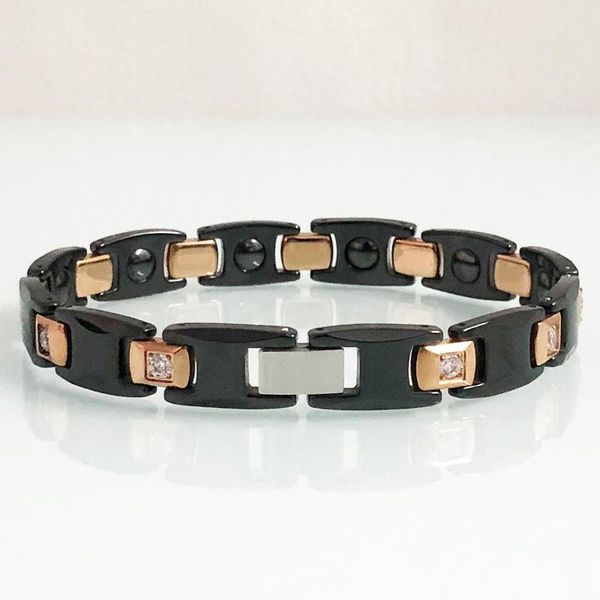 link, chain men and women bracelet health care energy magnetic bracelets ceramic rose gold titainium rhinestone inlay female wristband, Black
link, chain men and women bracelet health care energy magnetic bracelets ceramic rose gold titainium rhinestone inlay female wristband, Black