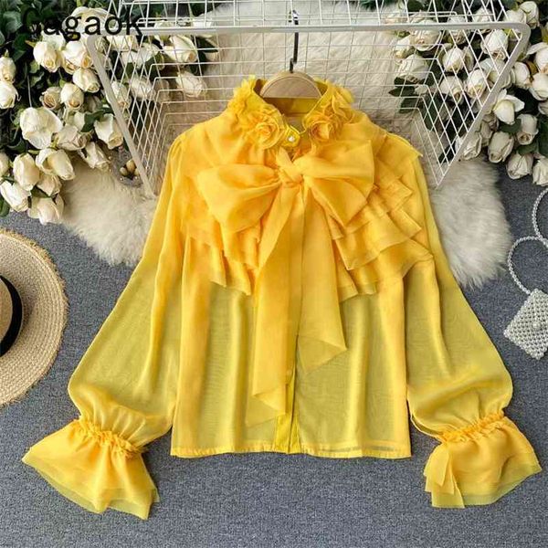 women chiffon blouse spring autumn vintage solid puff sleeve sweet shirts loose korean chic wild blouses 210531, White
women chiffon blouse spring autumn vintage solid puff sleeve sweet shirts loose korean chic wild blouses 210531, White