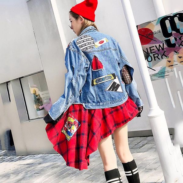 women's jackets denim jacket runway style designs women coat hollow out jean jacke spliced streetwear harajuku ladies coats sl122, Black;brown
women's jackets denim jacket runway style designs women coat hollow out jean jacke spliced streetwear harajuku ladies coats sl122, Black;brown