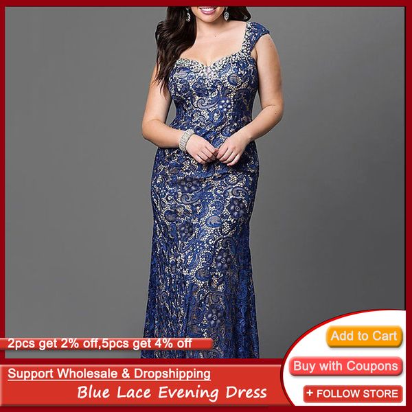 blue lace floral patchwork evening dress sleeveless mermaid long robe femme elegant wedding formal gown plus size vestidos, White
blue lace floral patchwork evening dress sleeveless mermaid long robe femme elegant wedding formal gown plus size vestidos, White