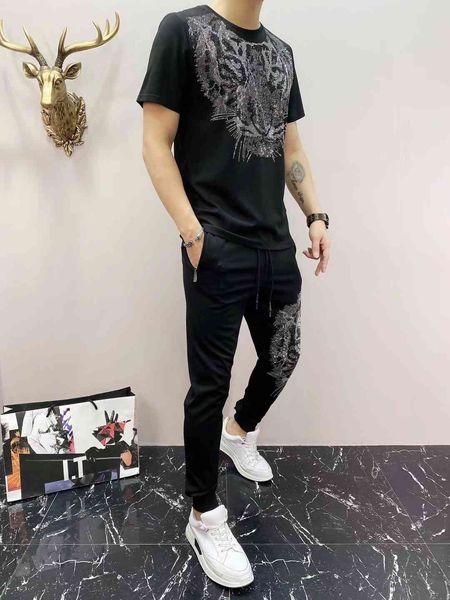 tee spring sets luxury suits of men in short sleeves shirt piercing tiger 2 piece assembly + black sweatpants, White;black
tee spring sets luxury suits of men in short sleeves shirt piercing tiger 2 piece assembly + black sweatpants, White;black