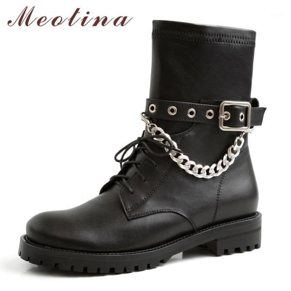boots meotina autumn motorcycle women natural genuine leather chain flat ankle buckle round toe shoes ladies winter 34-391, Black
boots meotina autumn motorcycle women natural genuine leather chain flat ankle buckle round toe shoes ladies winter 34-391, Black