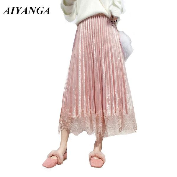 skirts lace velvet autumn winter for women mesh skirt medium long style high waist elastic a-line female, Black
skirts lace velvet autumn winter for women mesh skirt medium long style high waist elastic a-line female, Black