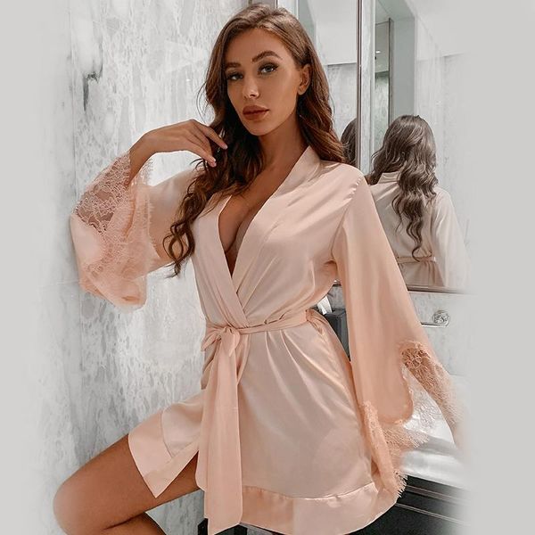 women's sleepwear cardigan silky satin bandage kimono bathrobe lace splicing elegant bride bridesmaid robe women long sleeve solid nigh, Black;red
women's sleepwear cardigan silky satin bandage kimono bathrobe lace splicing elegant bride bridesmaid robe women long sleeve solid nigh, Black;red