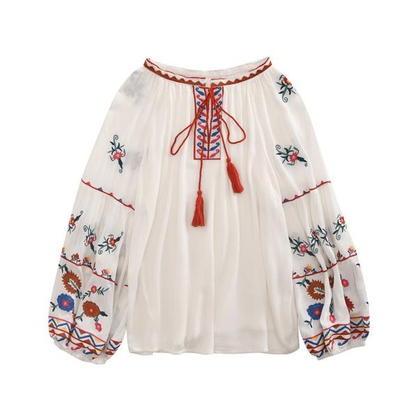 women's blouses & shirts palenda women embroidery lantern sleeve blouse loose casual, White
women's blouses & shirts palenda women embroidery lantern sleeve blouse loose casual, White