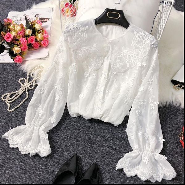 women shirts lolita style clothing long sleeve lace sequined peter pan collar shirt blouse lady korean k140, White
women shirts lolita style clothing long sleeve lace sequined peter pan collar shirt blouse lady korean k140, White