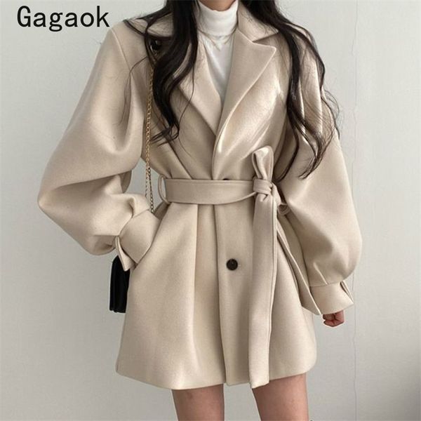 korean women blends autumn winter solid full lapel lantern sleeve wide-waisted retro chic simple fashion coats 210531, Black
korean women blends autumn winter solid full lapel lantern sleeve wide-waisted retro chic simple fashion coats 210531, Black