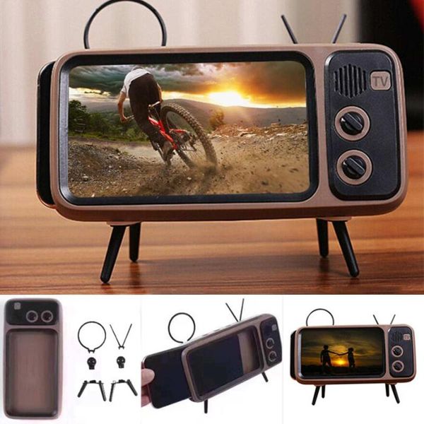 retro nostalgic fashion tv model portable mobile phone screen lazy holder bracket christmas gifts cell mounts & holders