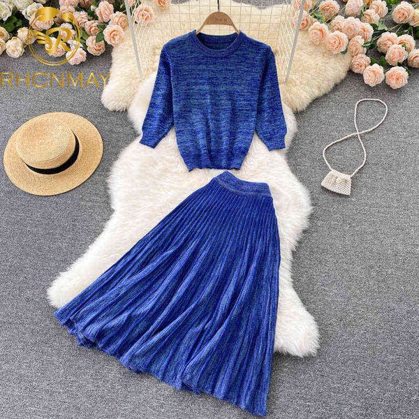 autumn elegant women bright silk knitted two piece set fashion half sleeve + pleated skirt ladies solid casual suit 211119, White
autumn elegant women bright silk knitted two piece set fashion half sleeve + pleated skirt ladies solid casual suit 211119, White