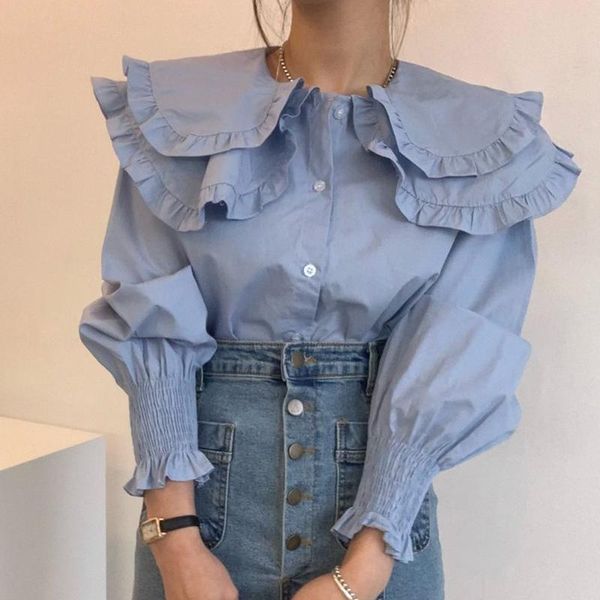 women's blouses & shirts korean chic summer fuffled female solid turn-down collar puff sleeve for women fashion loose blusas 13655, White
women's blouses & shirts korean chic summer fuffled female solid turn-down collar puff sleeve for women fashion loose blusas 13655, White