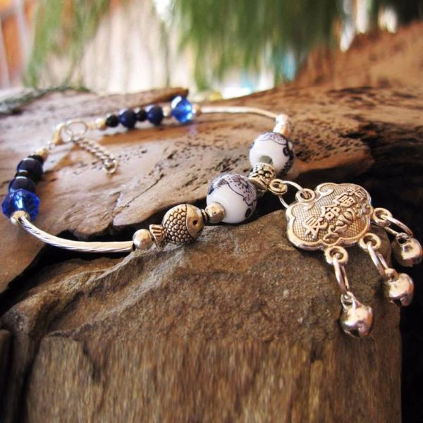anklets long life symbol lucky charm chinese longevity lock anklet jewelry exquisite blue white porcelain bead mini bells ankle bracelet, Red;blue
anklets long life symbol lucky charm chinese longevity lock anklet jewelry exquisite blue white porcelain bead mini bells ankle bracelet, Red;blue