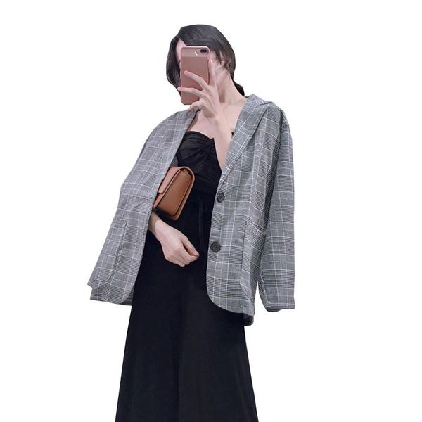 women's suits & blazers hiawatha vintage blazer and jackets women autumn loose plaid casual coat korean single breasted bl041, White;black
women's suits & blazers hiawatha vintage blazer and jackets women autumn loose plaid casual coat korean single breasted bl041, White;black