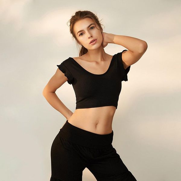 yoga outfit women black shirt summer crop with pad bra short sleeves dance train workout sportswear elastice breathable quick dry
yoga outfit women black shirt summer crop with pad bra short sleeves dance train workout sportswear elastice breathable quick dry