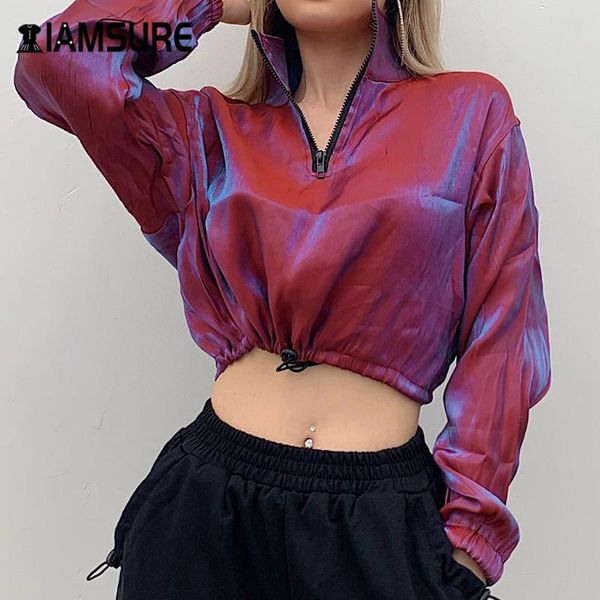 women's hoodies & sweatshirts iamsure korean fashion streetwear outfits zipper up turtleneck cropped 2021 autumn long sleeve pullover, Black
women's hoodies & sweatshirts iamsure korean fashion streetwear outfits zipper up turtleneck cropped 2021 autumn long sleeve pullover, Black