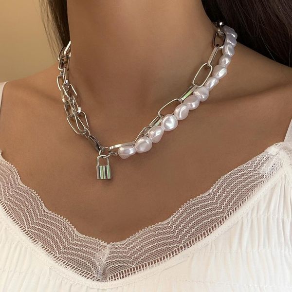 chokers multilayer link chain gold necklace set padlock charm statement short pearl choker for women female punk, Golden;silver
chokers multilayer link chain gold necklace set padlock charm statement short pearl choker for women female punk, Golden;silver