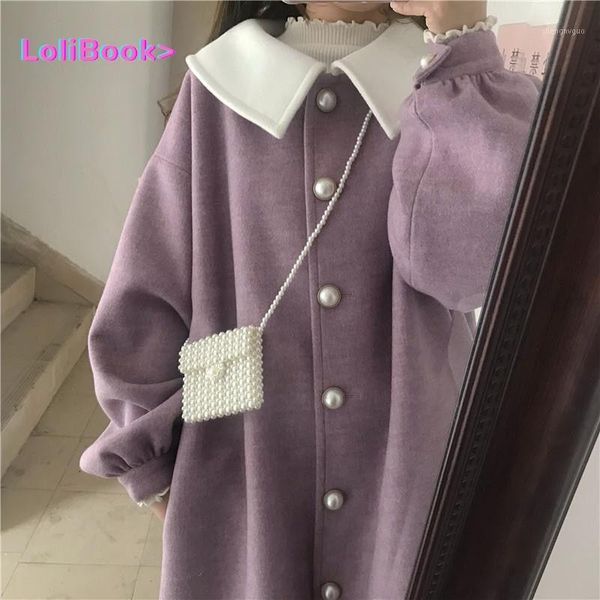 women's wool & blends lolibook women purple winter long coat kawaii japanese style student ruched lantern sleeve sweet harajuku streetw, Black
women's wool & blends lolibook women purple winter long coat kawaii japanese style student ruched lantern sleeve sweet harajuku streetw, Black