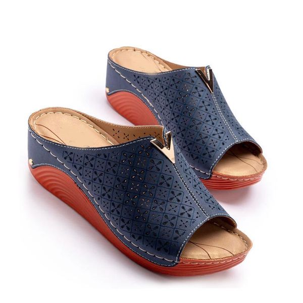 women slippers outdoor pu leather summer sandals wedge heels ladies retro shoes hollow out female footwear woman platform slides, Black
women slippers outdoor pu leather summer sandals wedge heels ladies retro shoes hollow out female footwear woman platform slides, Black