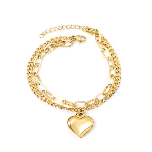 link, chain tide simple personality double-layer splicing heart-shape bracelet stainless steel girlfriends charm bracelets for women, Black
link, chain tide simple personality double-layer splicing heart-shape bracelet stainless steel girlfriends charm bracelets for women, Black