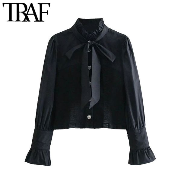 women fashion with bow tie patchwork denim cropped blouses vintage long sleeve button-up female shirts chic 210507, White
women fashion with bow tie patchwork denim cropped blouses vintage long sleeve button-up female shirts chic 210507, White